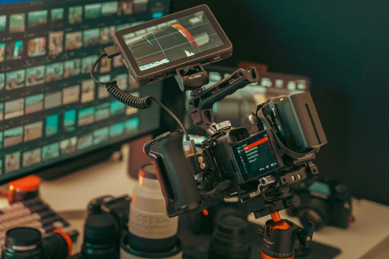 Equipamento de vídeo preparado para uma gravação planejada